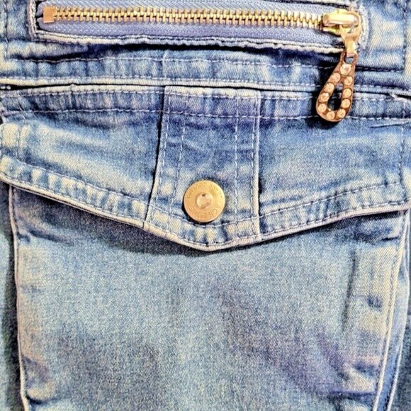 Acezung Women's Jeans Size 12 Capri Flap Pouch Pockets Medium Wash - Picture 10 of 14